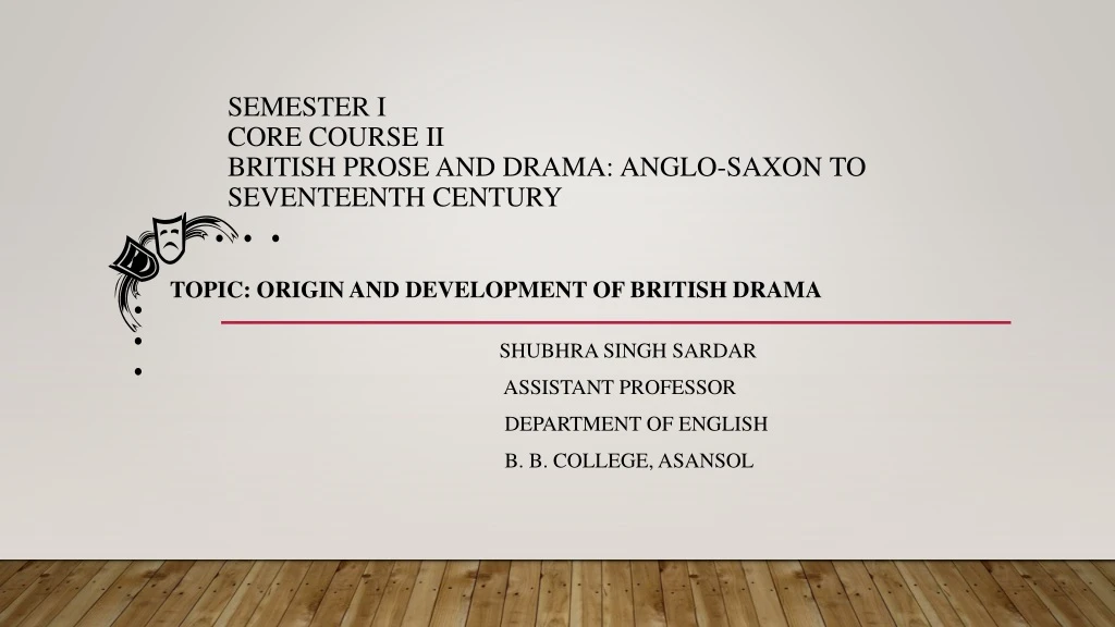 semester i core course ii british prose and drama anglo saxon to seventeenth century