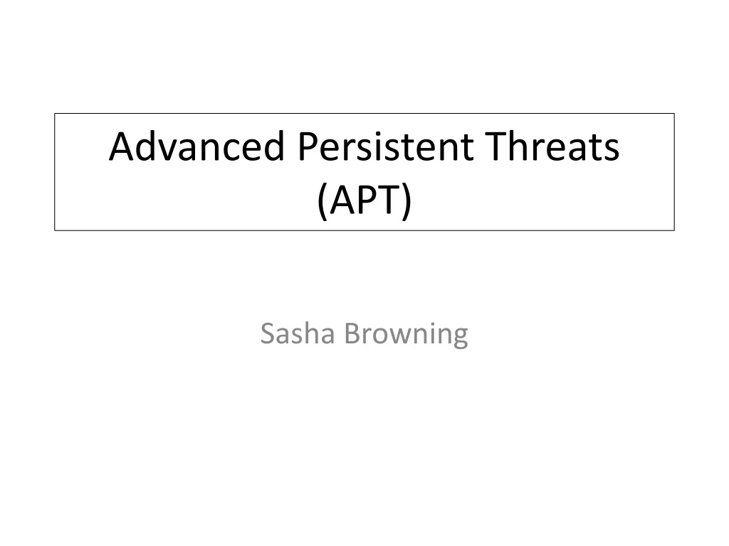 advanced persistent threats apt