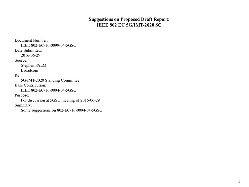 suggestions on proposed draft report ieee