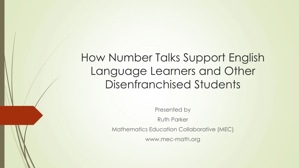 how number talks support english language learners and other disenfranchised students