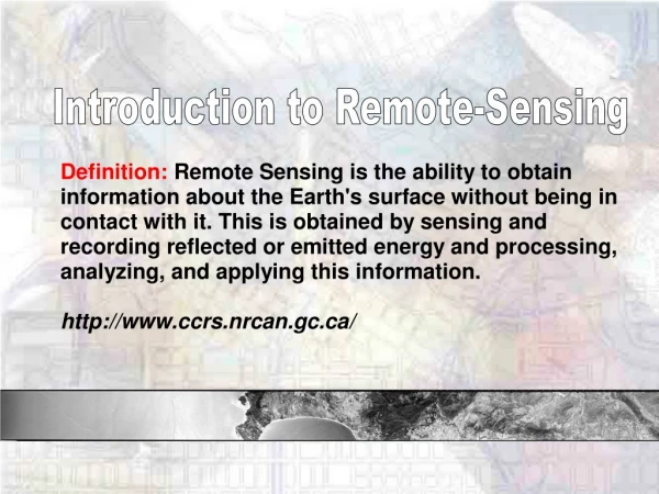 Introduction to Remote-Sensing