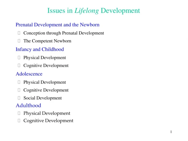 Issues in Lifelong Development