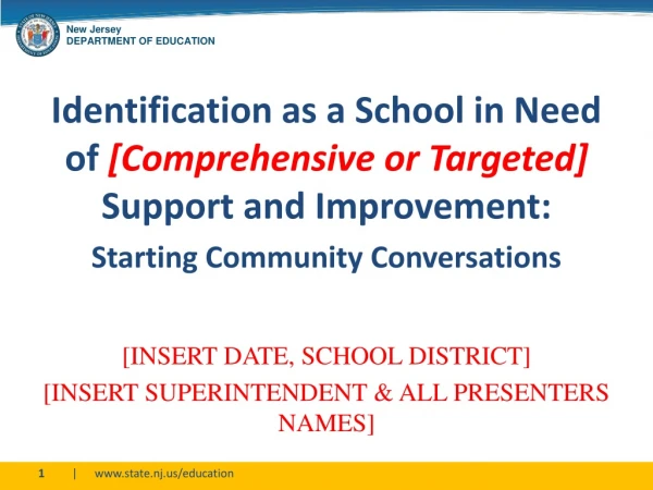 Identification as a School in Need of [Comprehensive or Targeted] Support and Improvement: