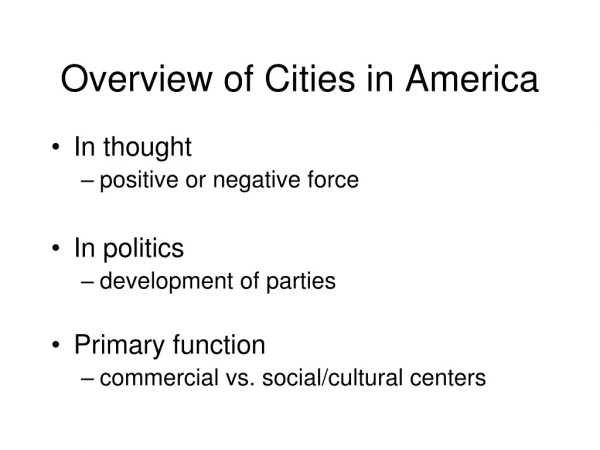 Overview of Cities in America