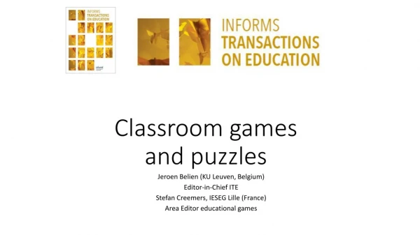 Classroom games and puzzles