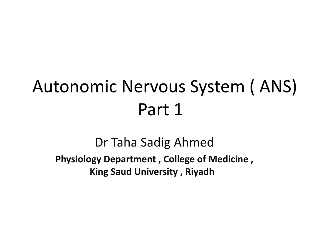 autonomic nervous system ans part 1