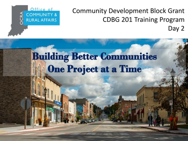 Community Development Block Grant CDBG 201 Training Program Day 2