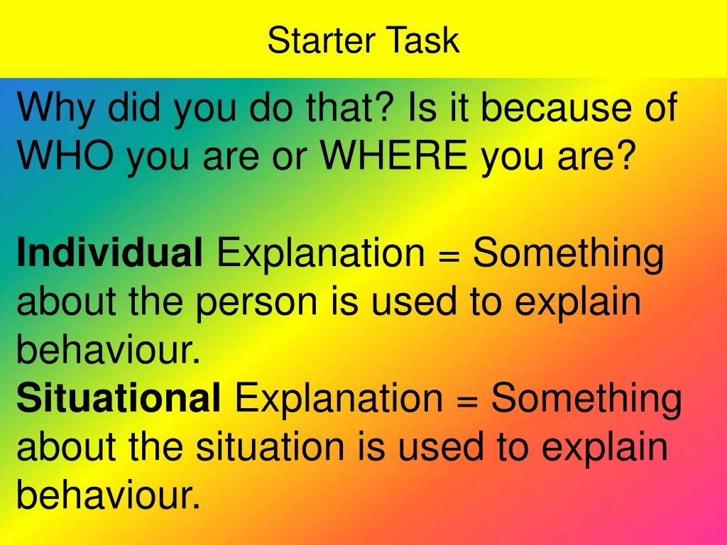 starter task