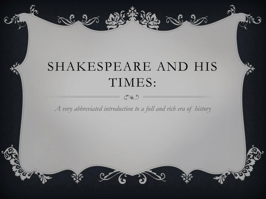 shakespeare and his times