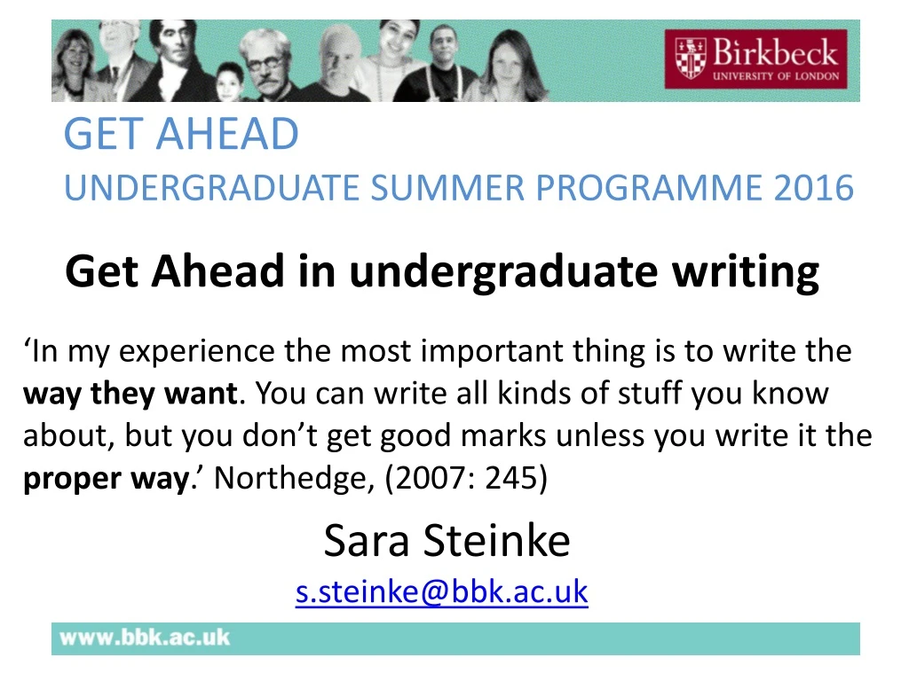 get ahead undergraduate summer programme 2016
