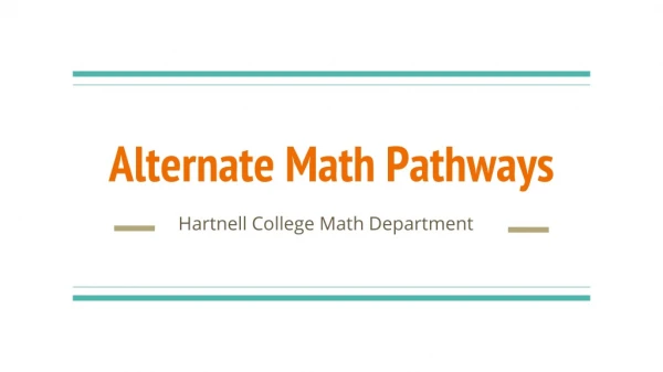Alternate Math Pathways