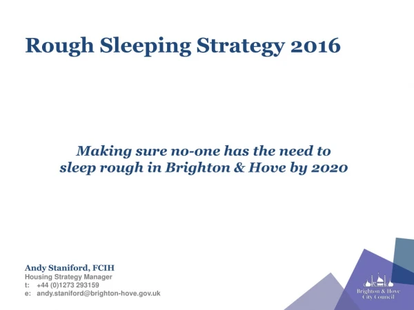 Rough Sleeping Strategy 2016