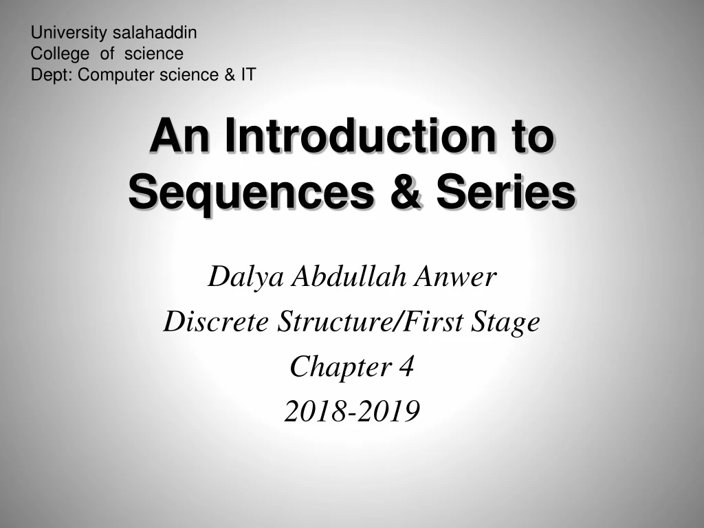 an introduction to sequences series