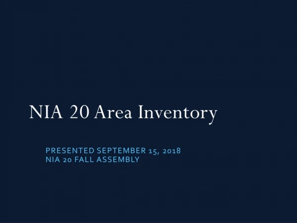 NIA 20 Area Inventory