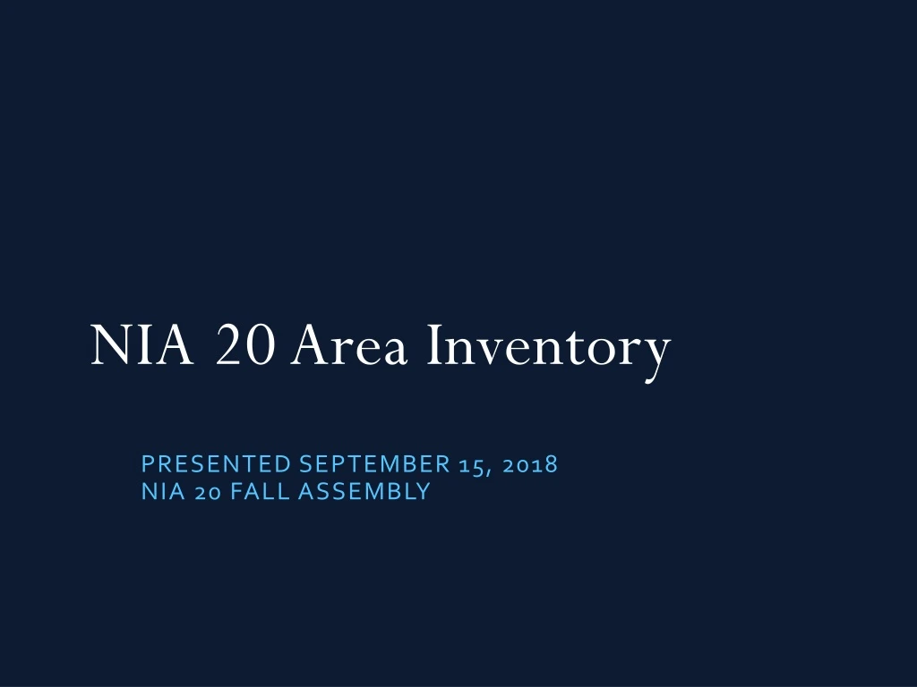 nia 20 area inventory