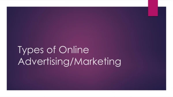Types of Online Advertising/Marketing