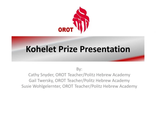 Kohelet Prize Presentation
