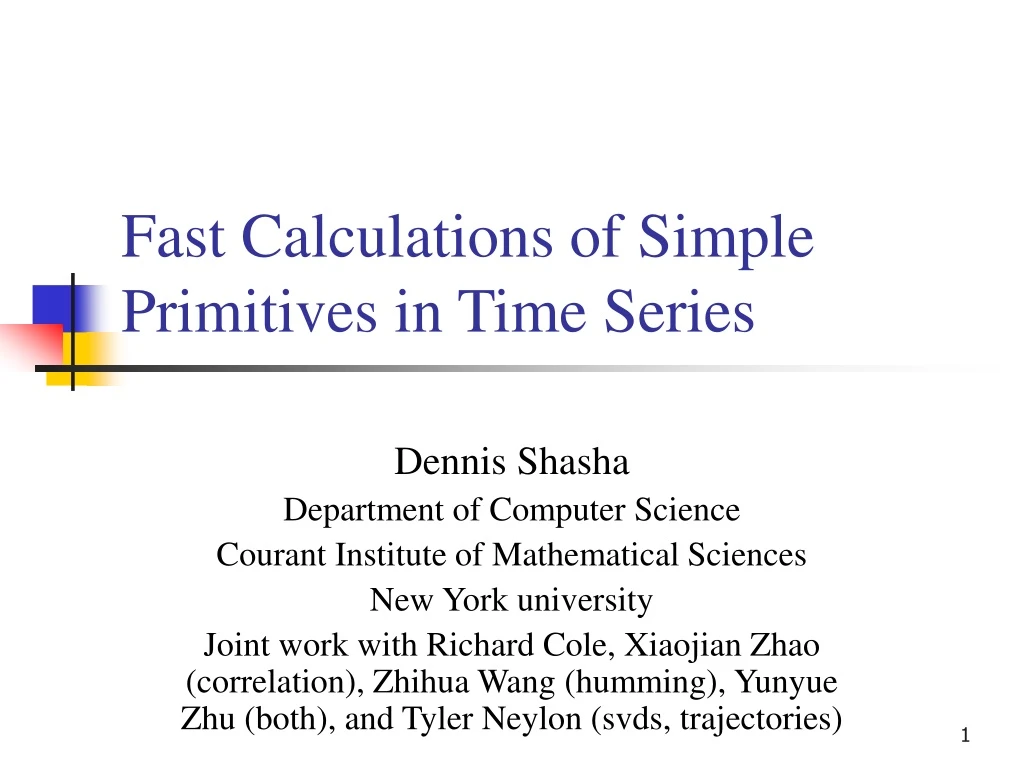 fast calculations of simple primitives in time series