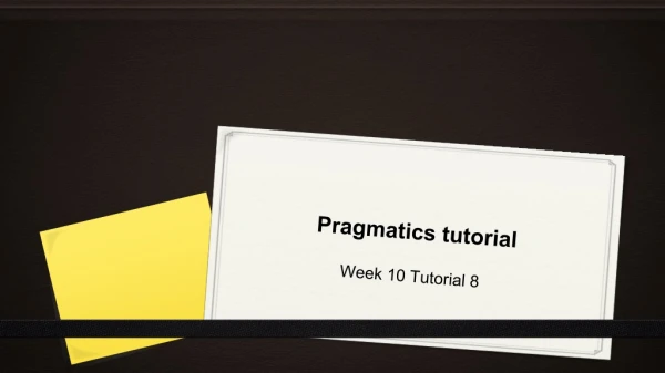 Pragmatics tutorial