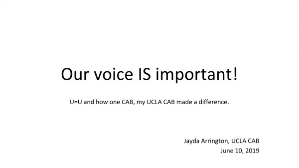 Our voice IS important!