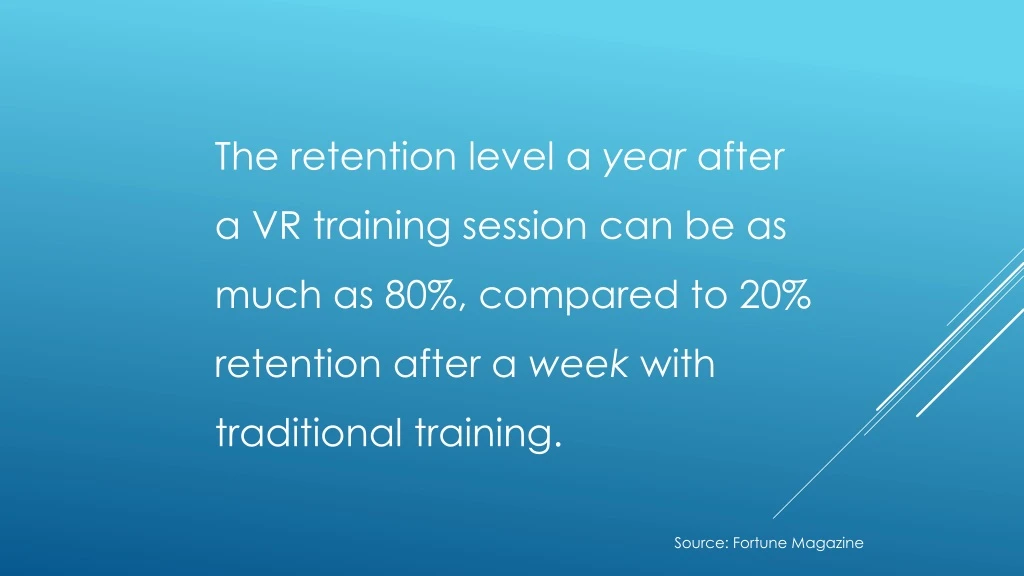 the retention level a year after a vr training
