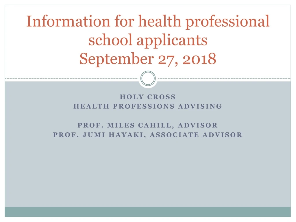 information for health professional school applicants september 27 2018