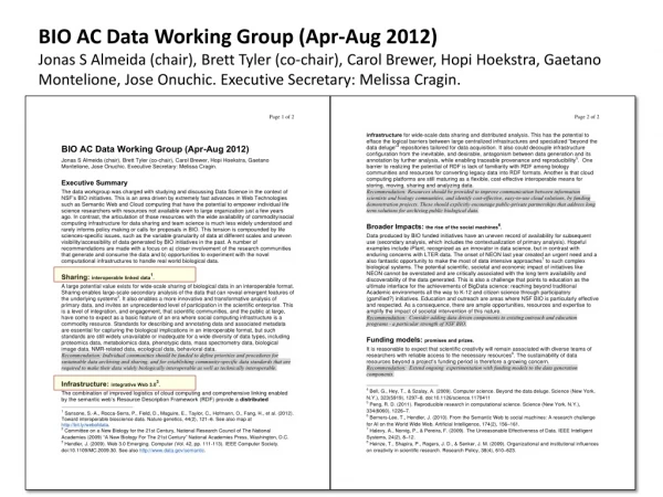 BIO AC Data Working Group (Apr-Aug 2012)