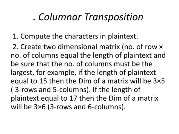 . Columnar Transposition 