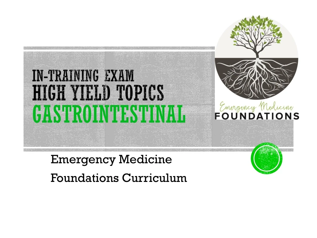 in training exam high yield topics gastrointestinal