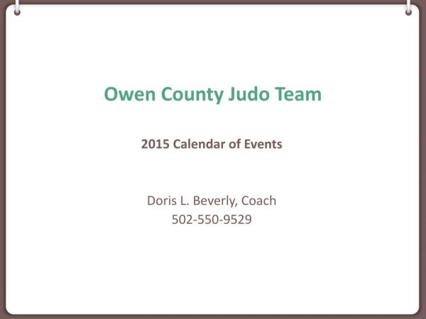 Owen County Judo Team