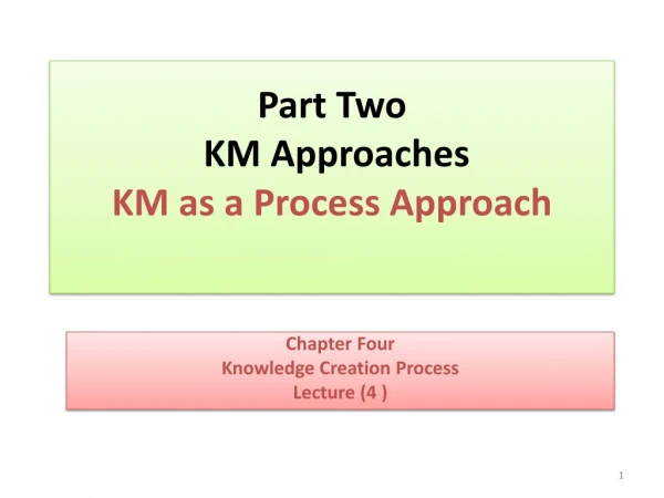 Part Two KM Approaches KM as a Process Approach