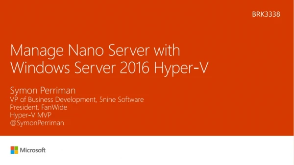 Manage Nano Server with Windows Server 2016 Hyper-V