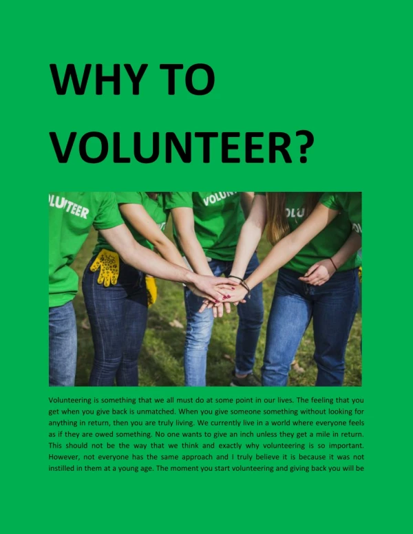 WHY TO VOLUNTEER ?
