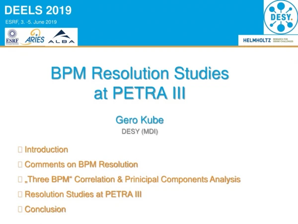 BPM Resolution Studies at PETRA III