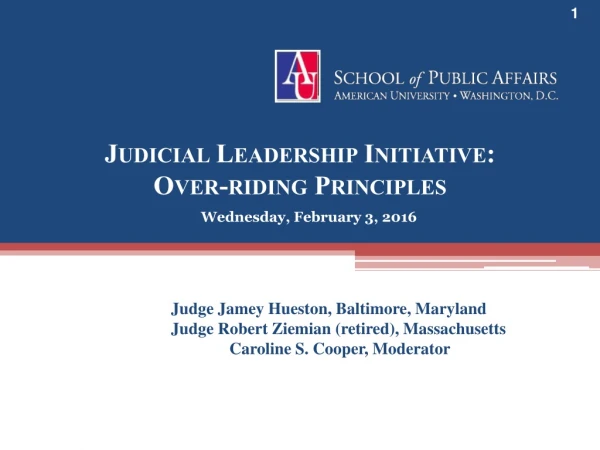Judicial Leadership Initiative: Over-riding Principles