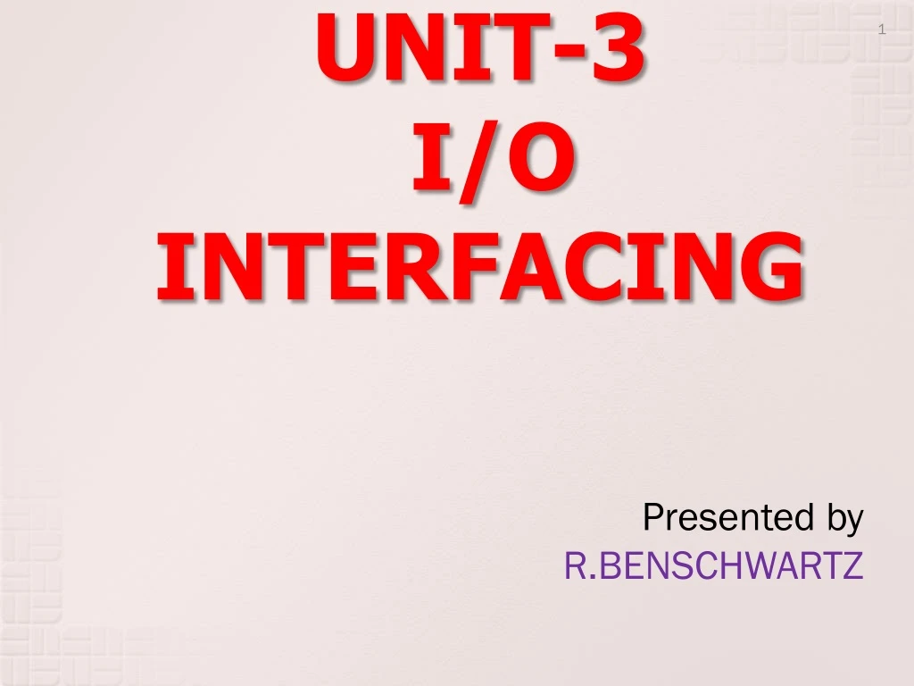 unit 3 i o interfacing