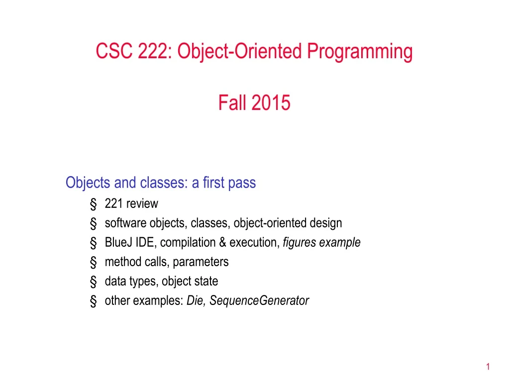 objects and classes a first pass 221 review