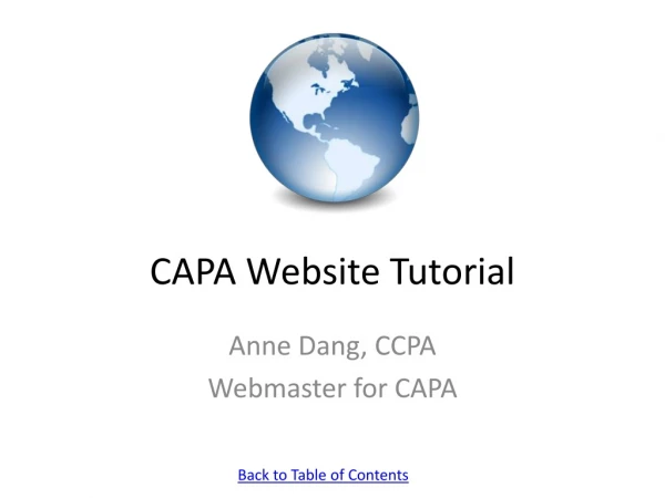 CAPA Website Tutorial