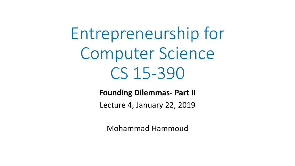 entrepreneurship for computer science cs 15 390