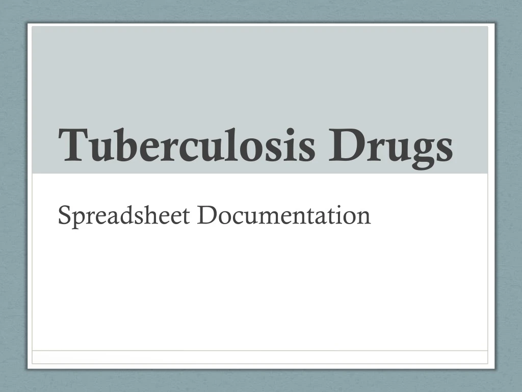 tuberculosis drugs