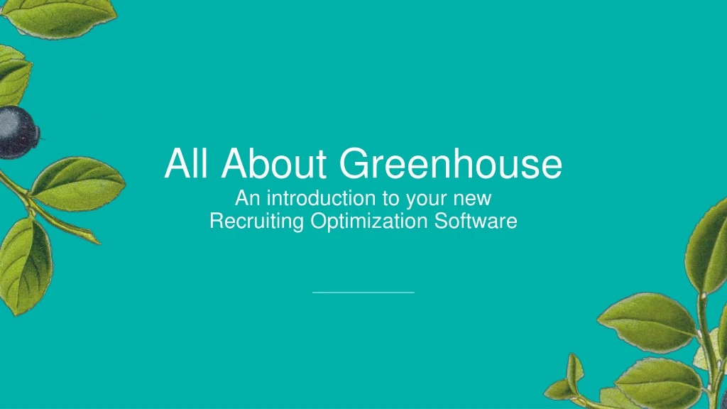 all about greenhouse an introduction to your new recruiting optimization software