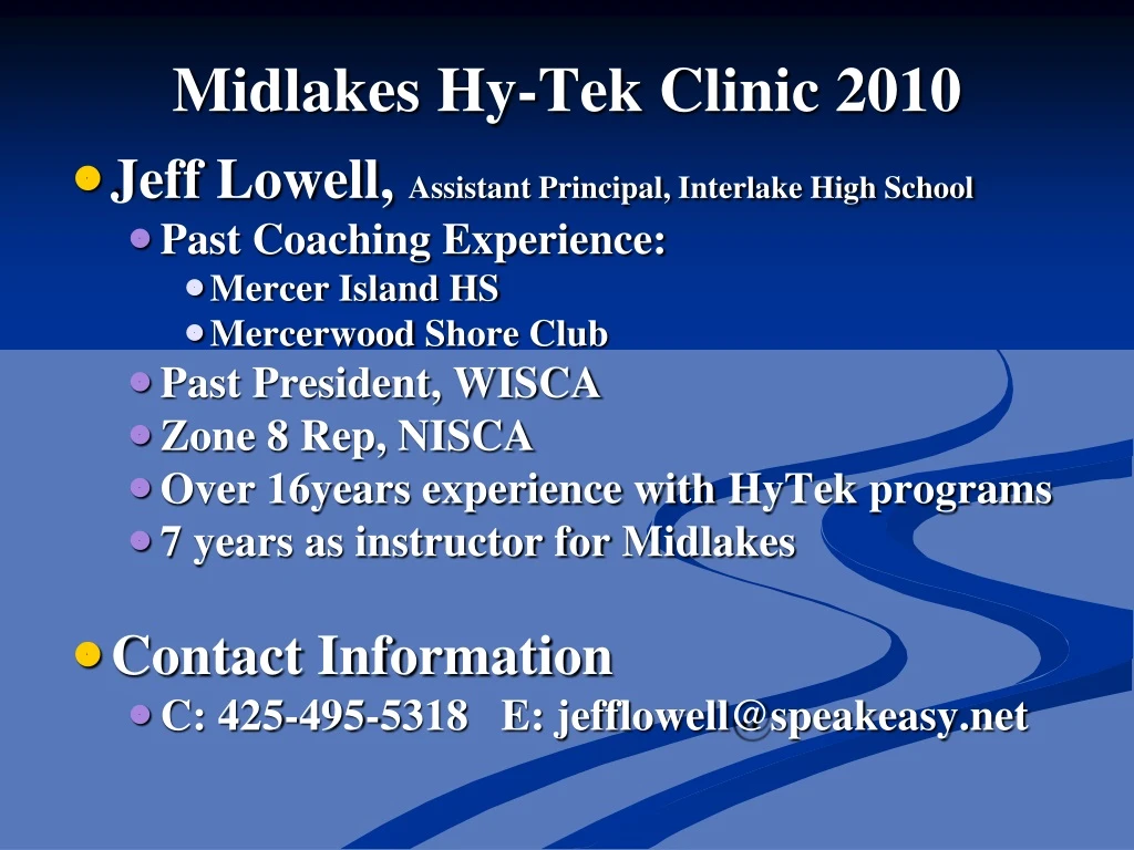 midlakes hy tek clinic 2010