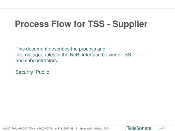 Process Flow for TSS - Supplier