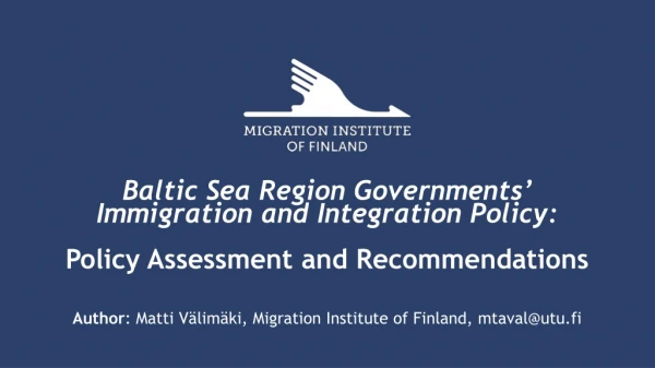 Author : Matti Välimäki, Migration Institute of Finland, mtaval@utu.fi