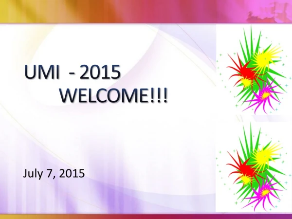 UMI - 2015 WELCOME!!!