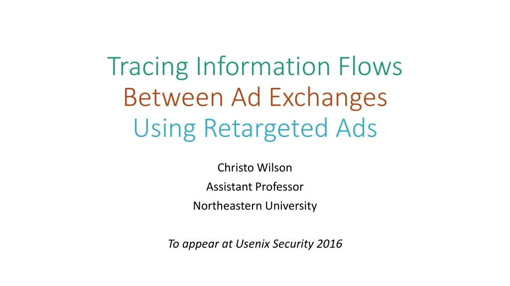 tracing information flows between ad exchanges using retargeted ads