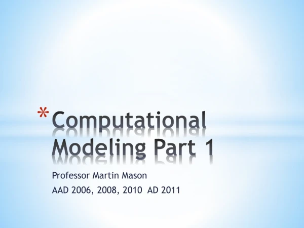 Computational Modeling Part 1