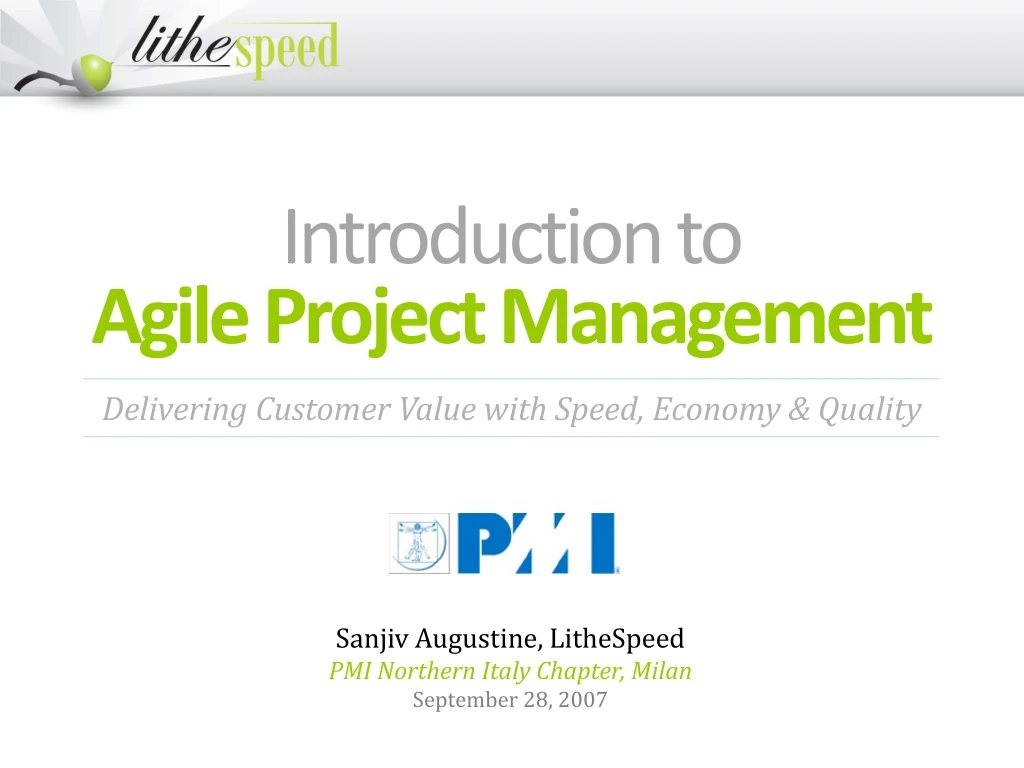 introduction to agile project management sanjiv