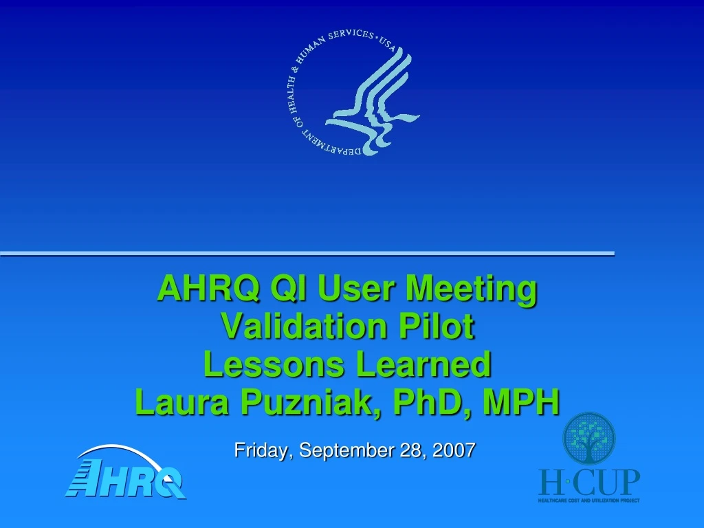 ahrq qi user meeting validation pilot lessons learned laura puzniak phd mph