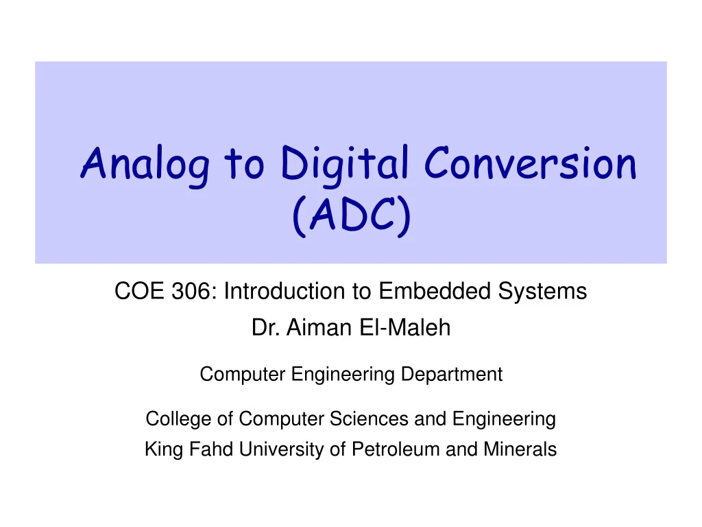 analog to digital conversion adc